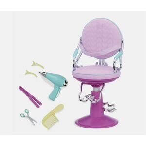 Our Generation Sitting Pretty 7 Pc Salon Chair Hair Styling Set 18" Dolls NWT